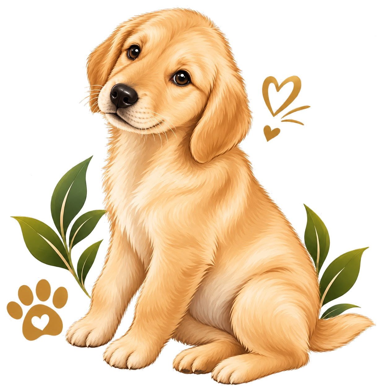 Ilustração de filhote de golden retriever, mascote ValVeiga